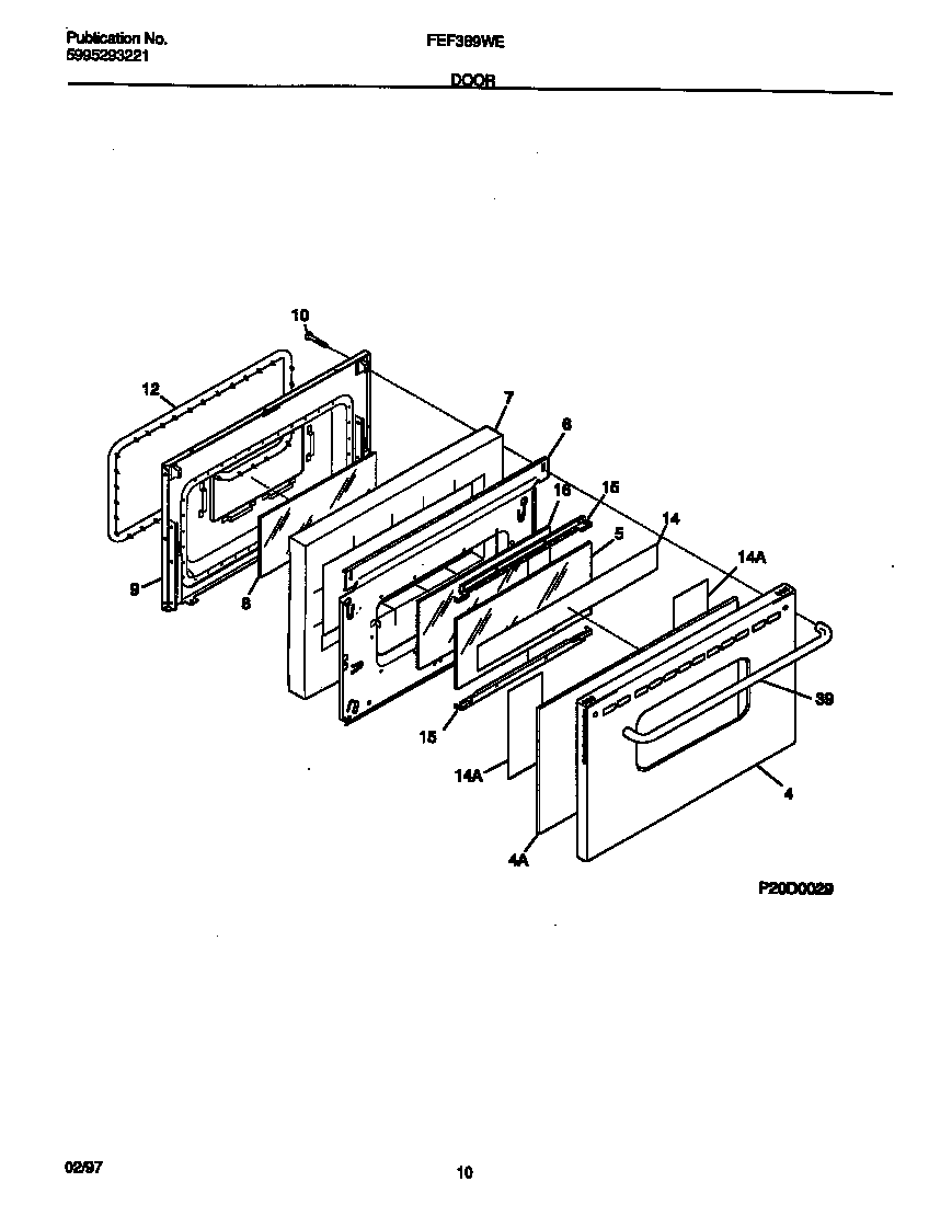 Frigidaire FEF389WECD door diagram