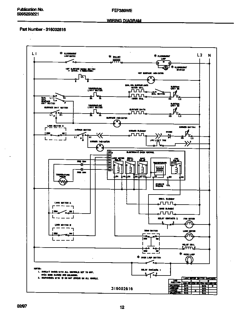 Frigidaire FEF389WECD wiring diagram diagram