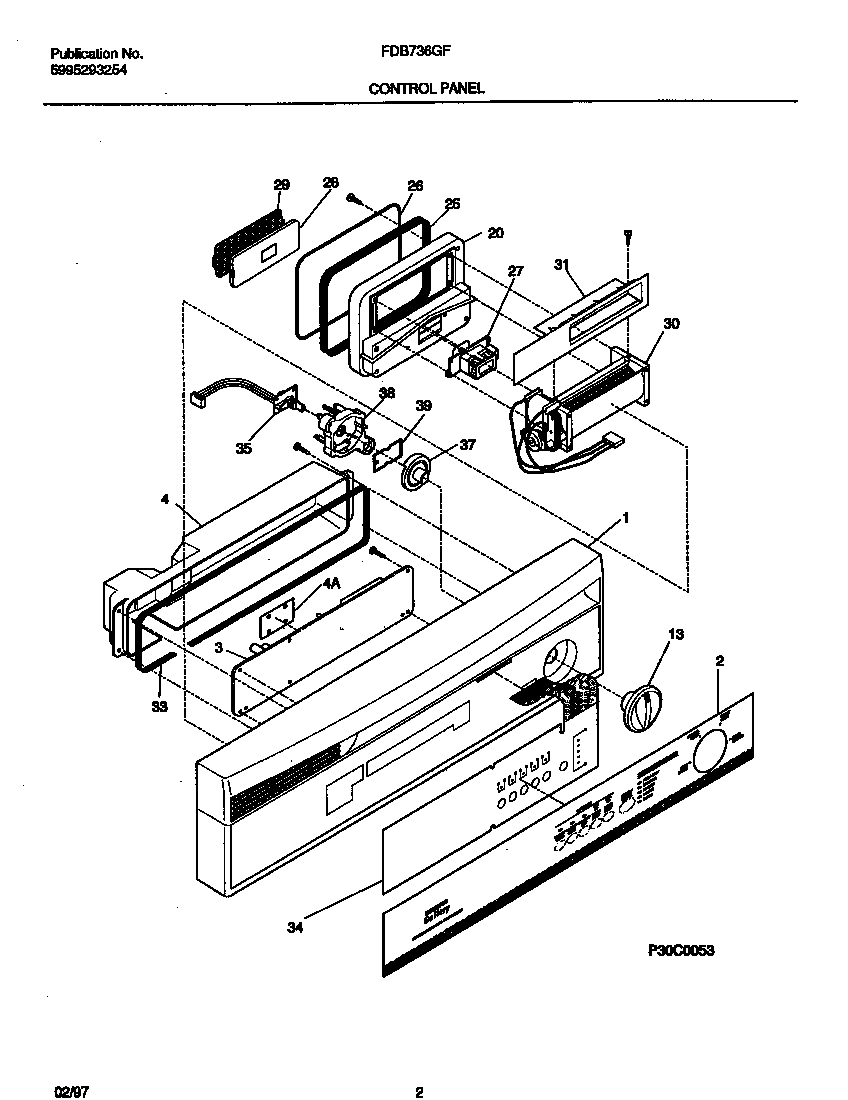 Frigidaire FDB736GFS2 control panel diagram