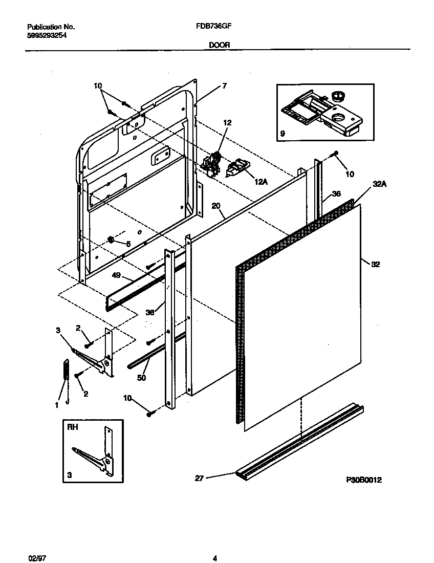 Frigidaire FDB736GFS2 door diagram