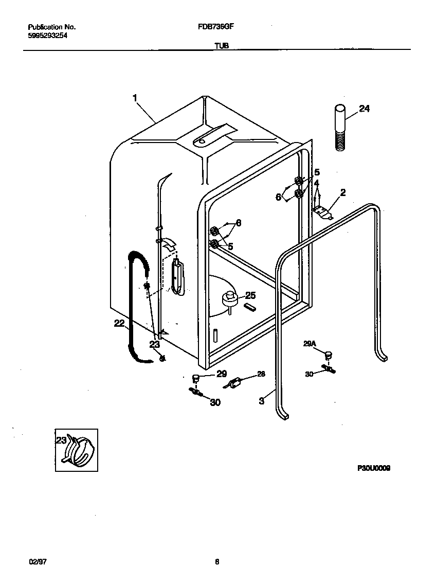 Frigidaire FDB736GFS2 tub diagram