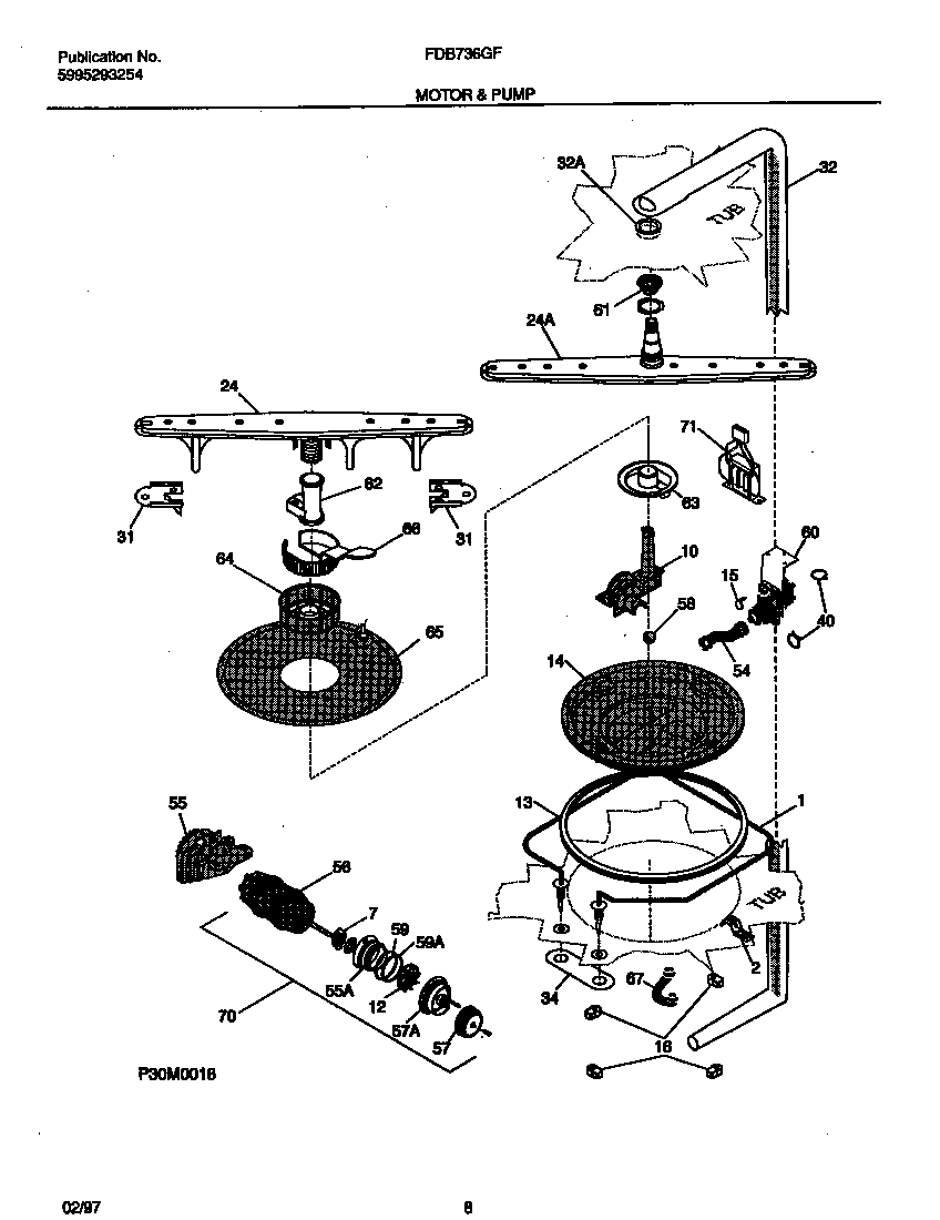 Frigidaire FDB736GFS2 motor & pump diagram