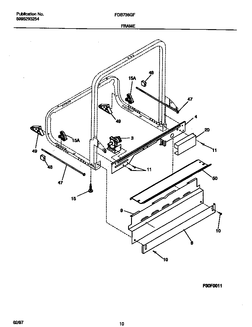 Frigidaire FDB736GFS2 frame diagram