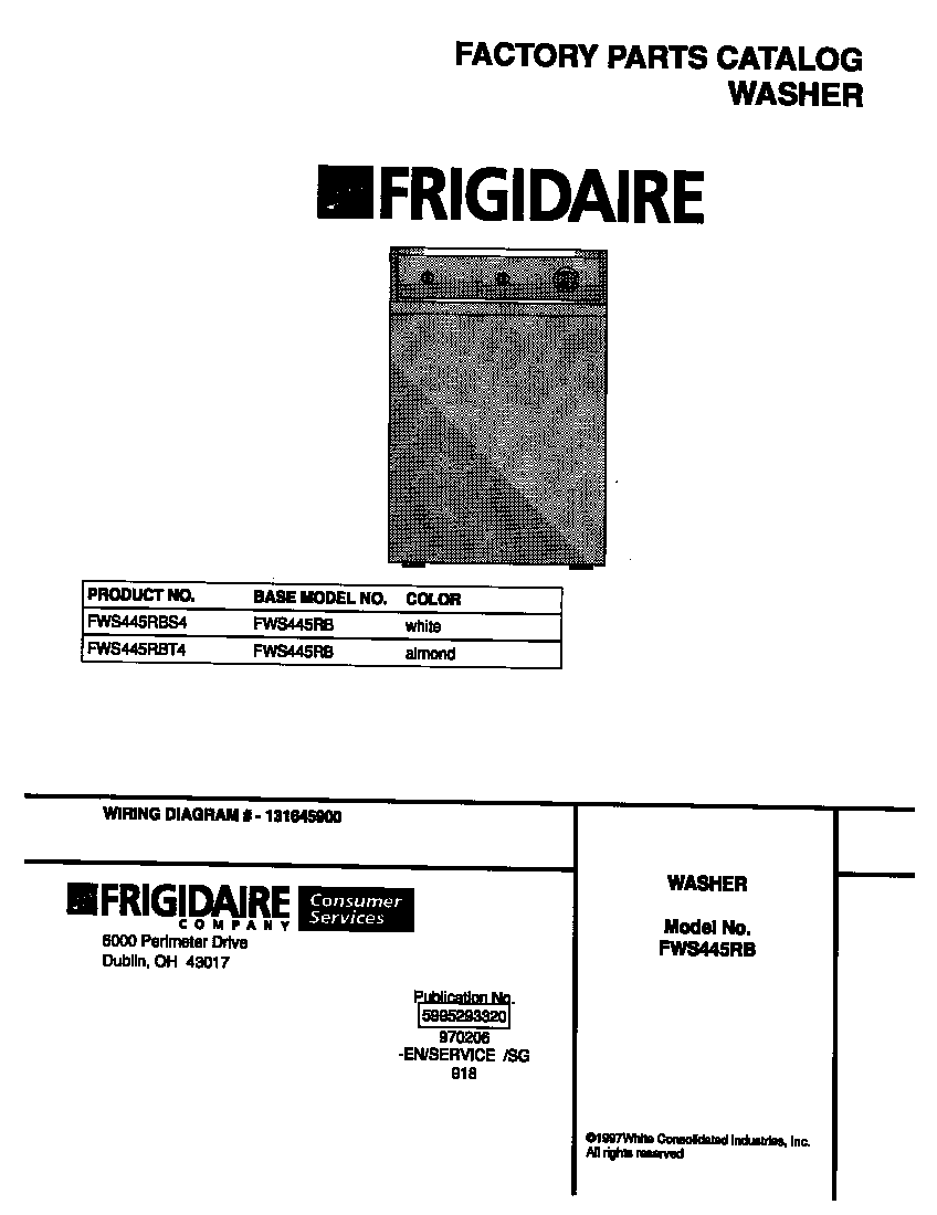Frigidaire FWS445RBS4 cover diagram