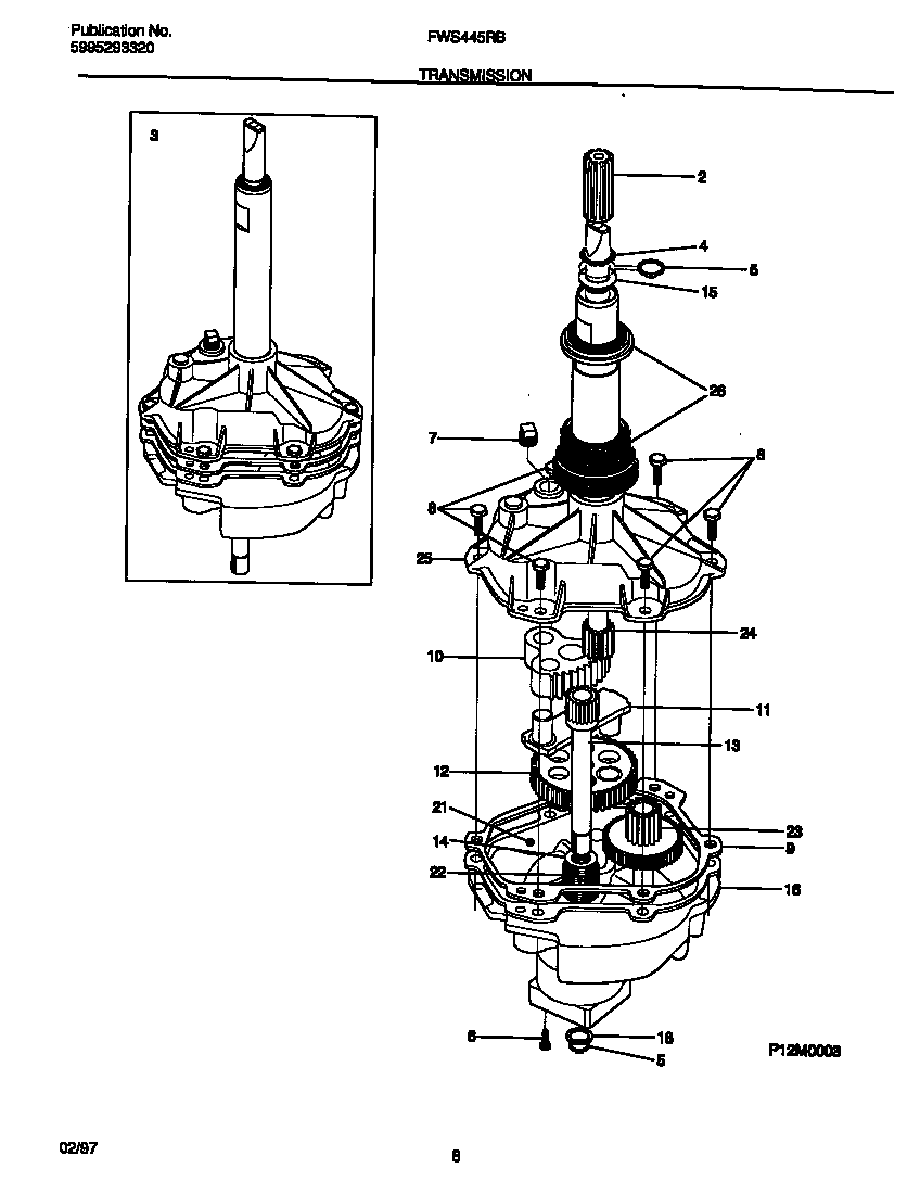 Frigidaire FWS445RBS4 transmission diagram