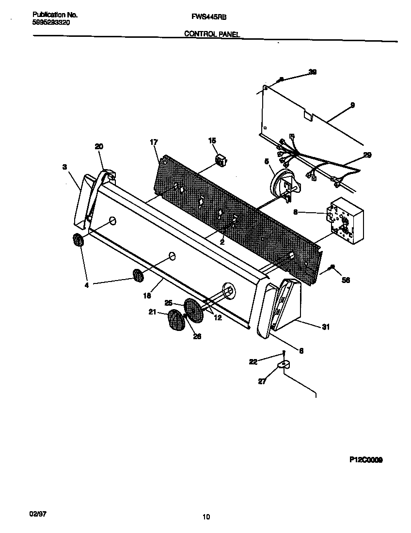 Frigidaire FWS445RBS4 control panel diagram