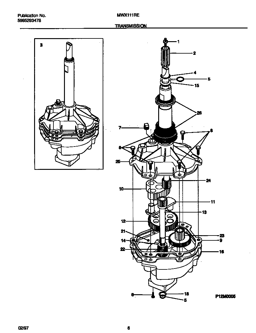 Universal/Multiflex (Frigidaire) MWX111REW1 transmission diagram