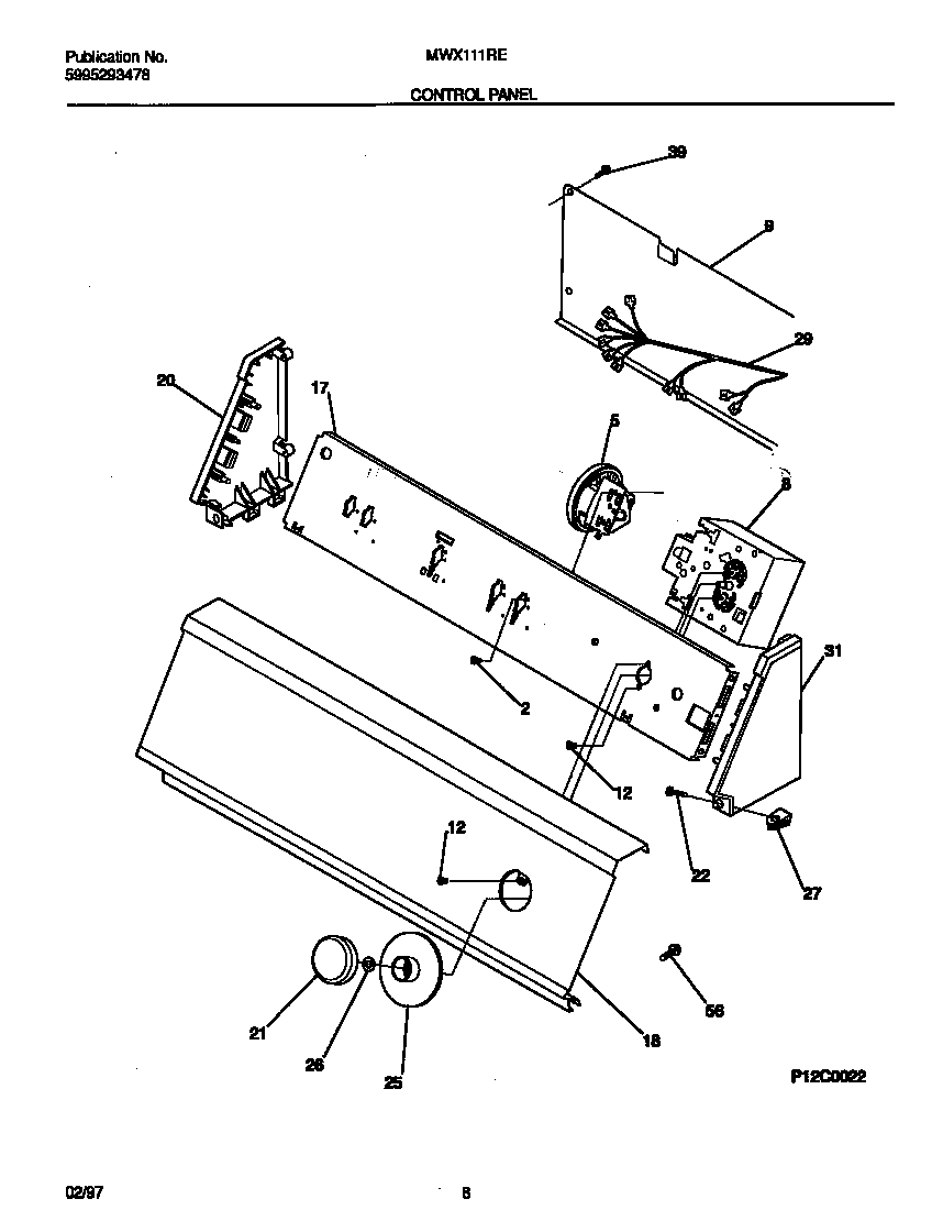 Universal/Multiflex (Frigidaire) MWX111REW1 control panel diagram