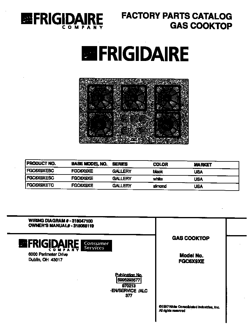Frigidaire FGC6X9XETC cover diagram