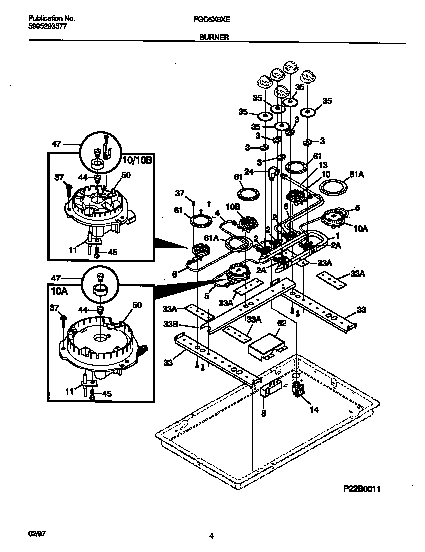Frigidaire FGC6X9XETC burner diagram