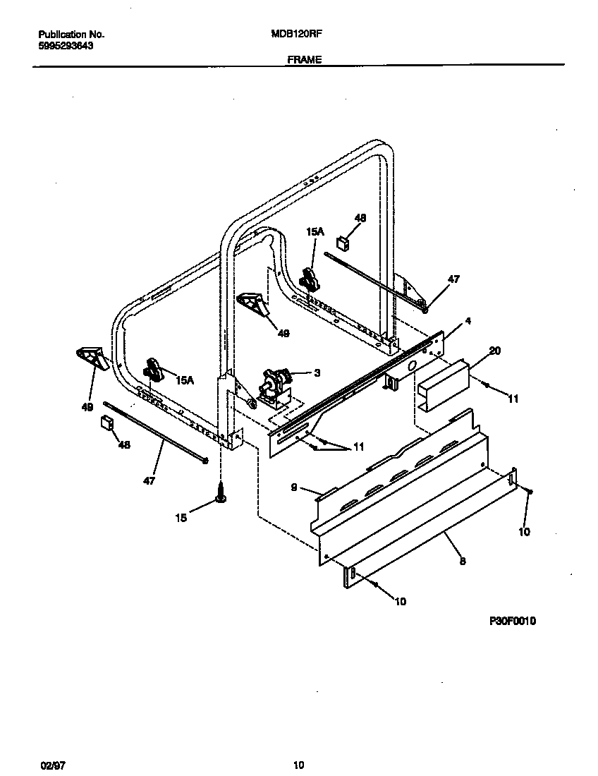 Universal/Multiflex (Frigidaire) MDB120RFM2 frame diagram