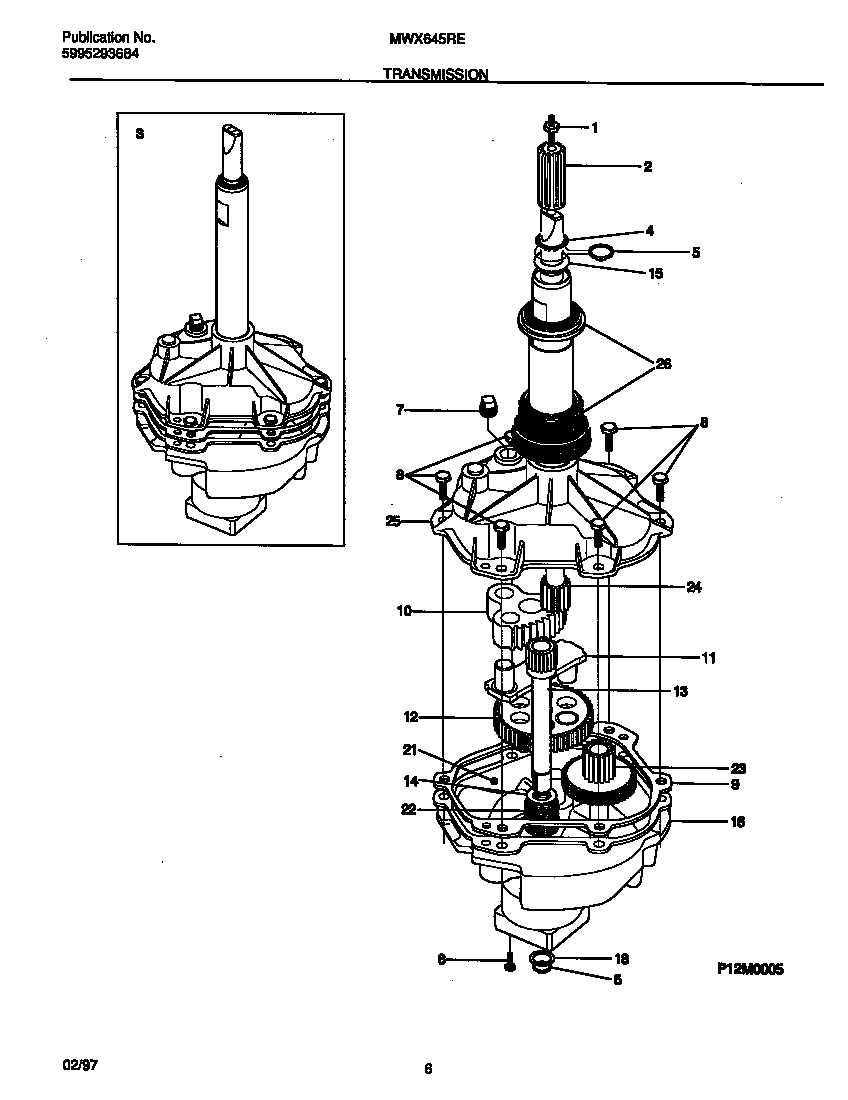 Universal/Multiflex (Frigidaire) MWX645RES1 transmission diagram
