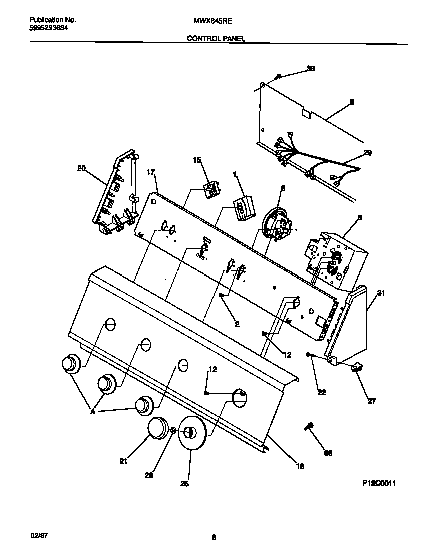 Universal/Multiflex (Frigidaire) MWX645RES1 control panel diagram