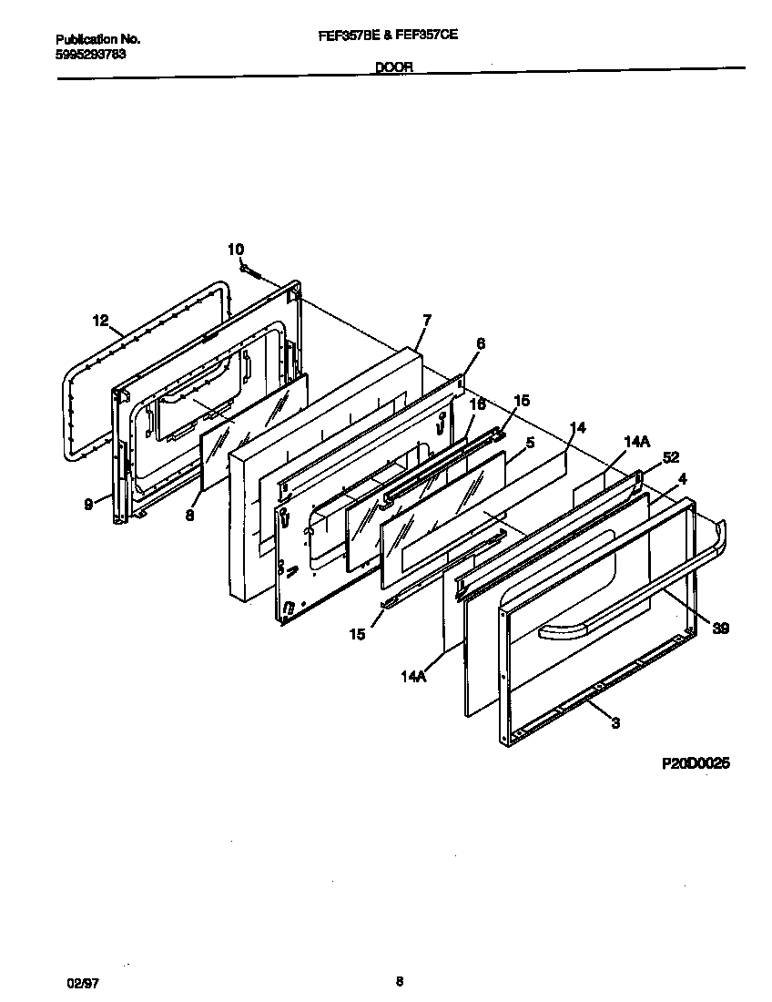 Frigidaire FEF357CESE door diagram