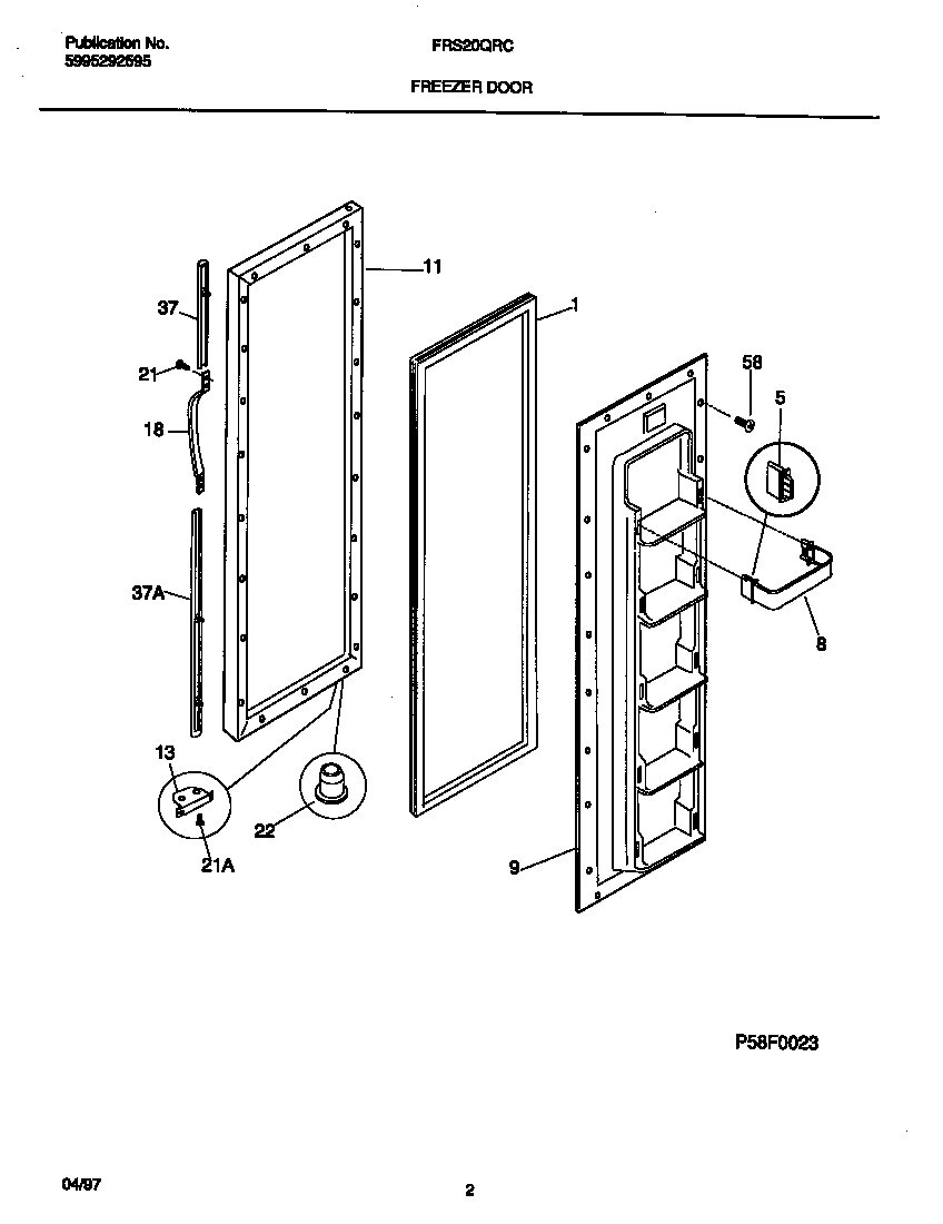 Frigidaire FRS20QRCW2 freezer door diagram
