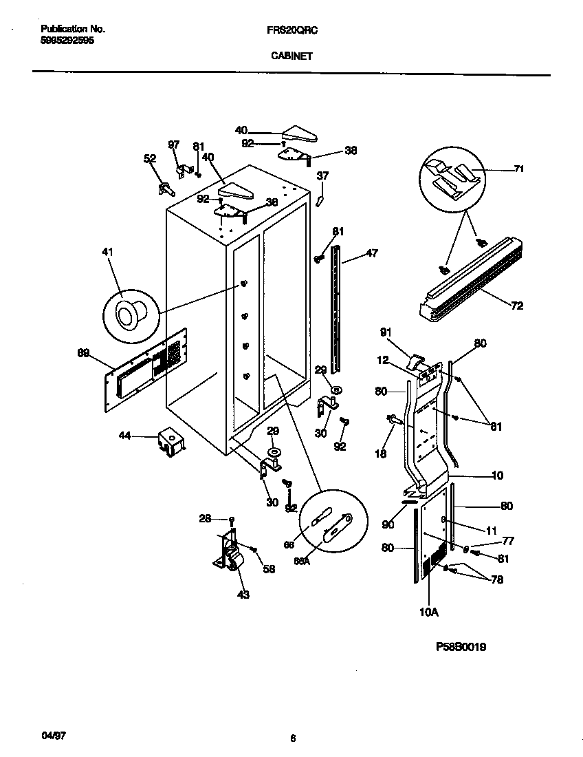 Frigidaire FRS20QRCW2 cabinet diagram