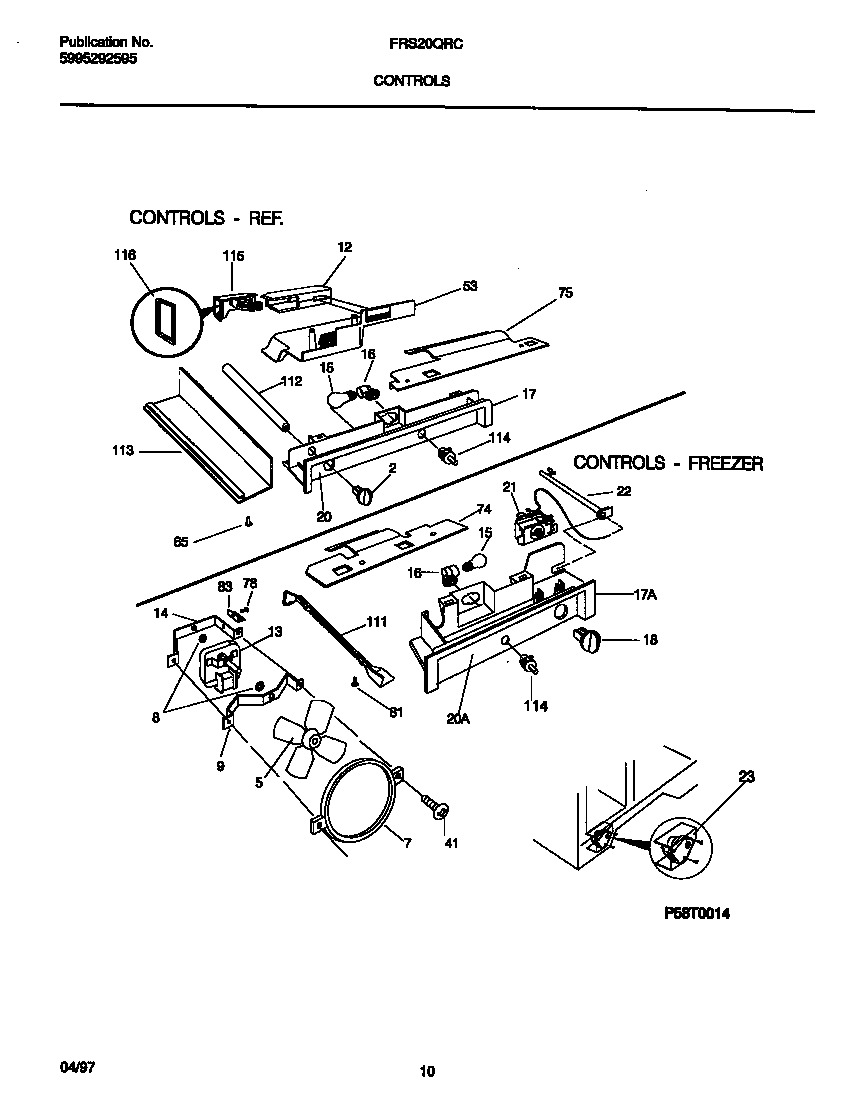 Frigidaire FRS20QRCW2 controls diagram