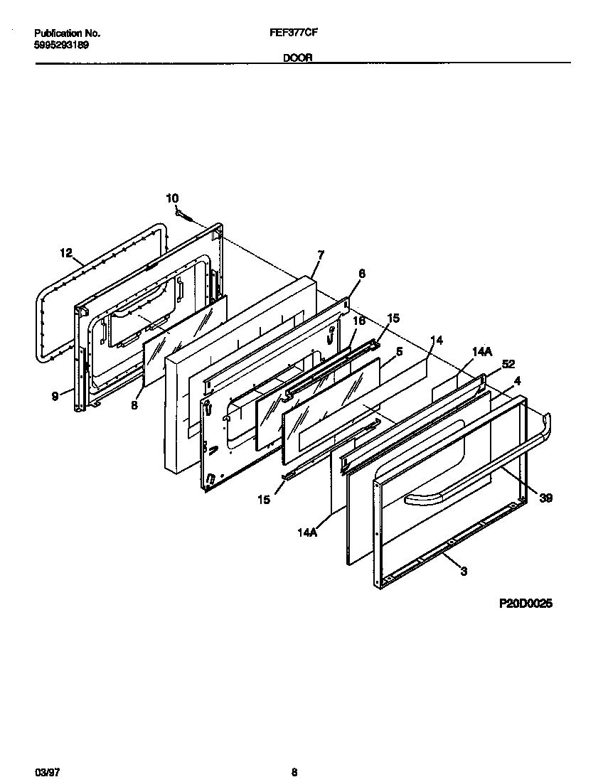 Frigidaire FEF377CFBA door diagram