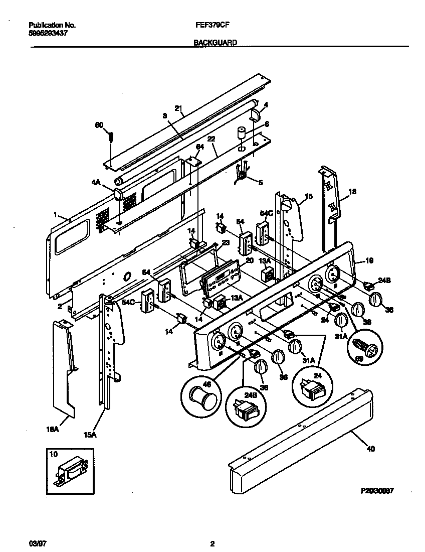 Frigidaire FEF379CFSA backguard diagram