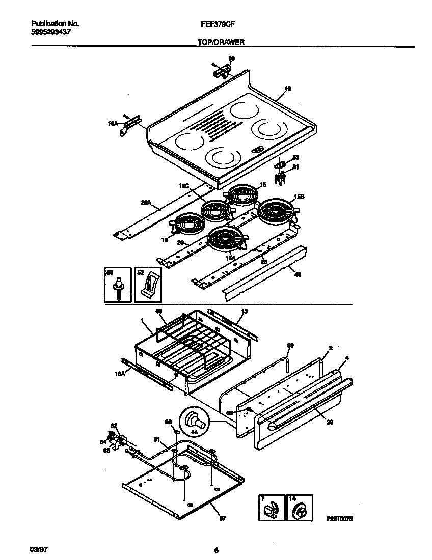 Frigidaire FEF379CFSA top/drawer diagram