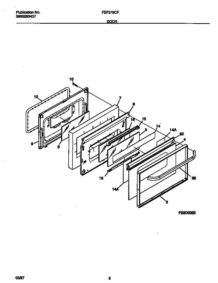 Frigidaire FEF379CFSA door diagram