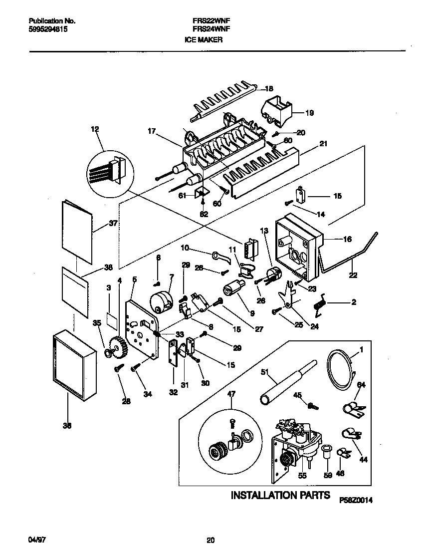 Frigidaire FRS24WNFW1 ice maker diagram