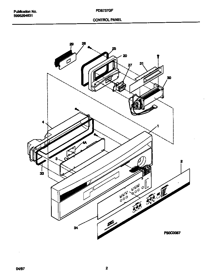 Frigidaire FDB737GFT0 control panel diagram