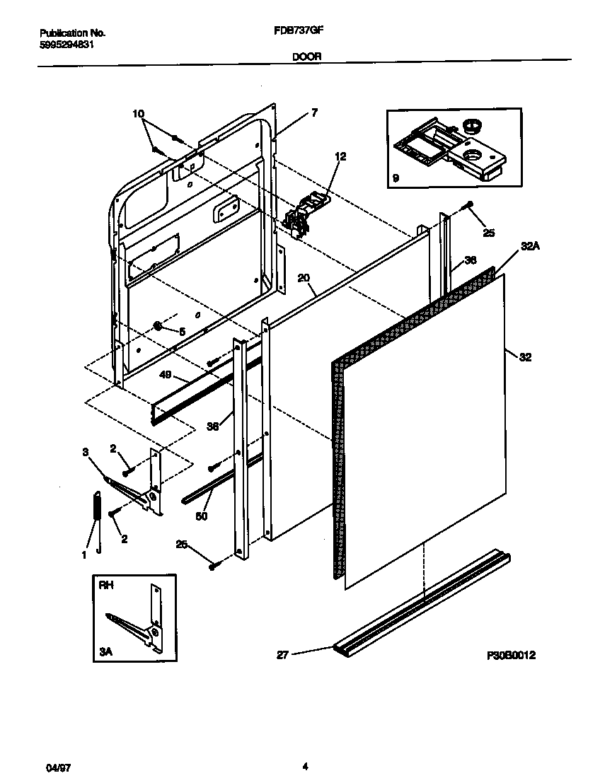 Frigidaire FDB737GFT0 door diagram