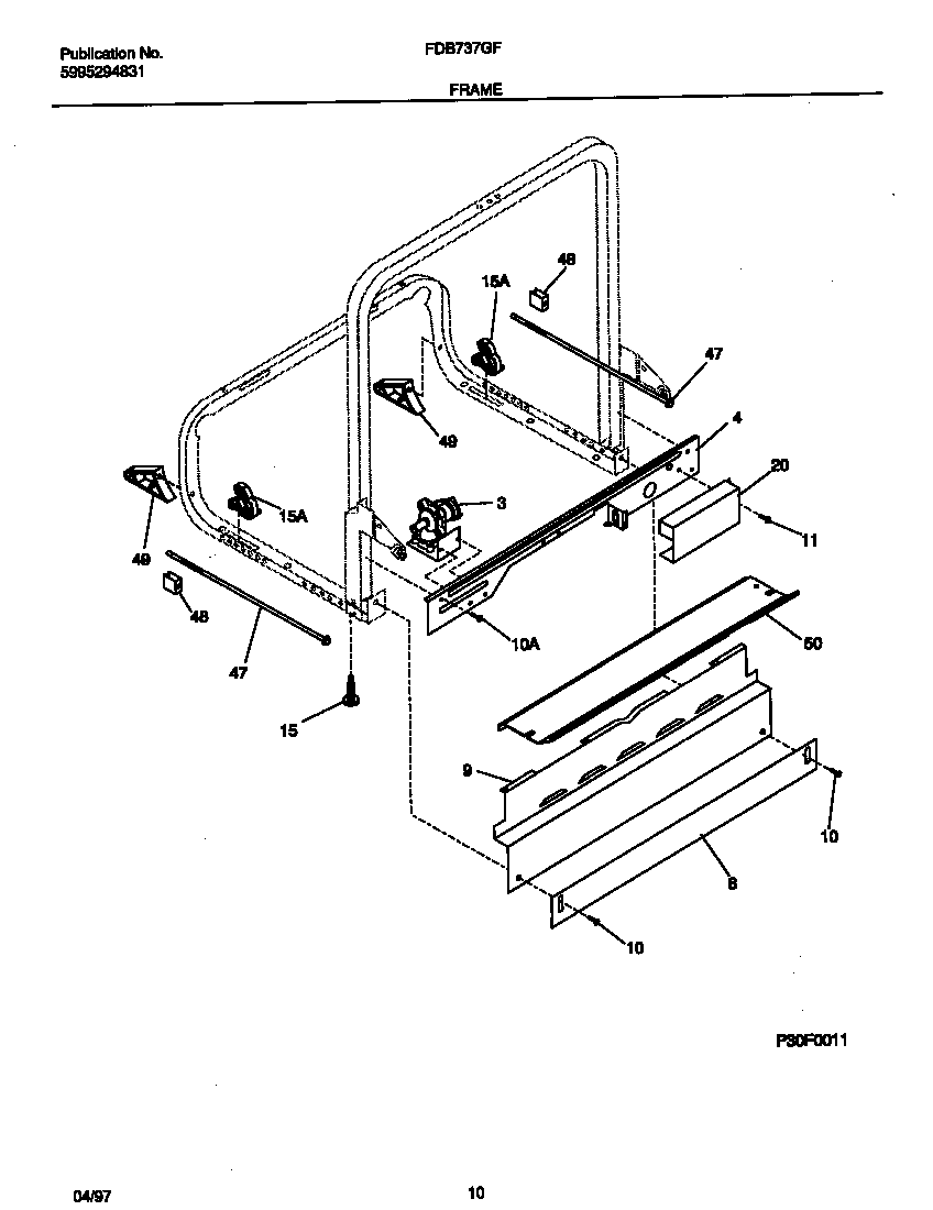 Frigidaire FDB737GFT0 frame diagram