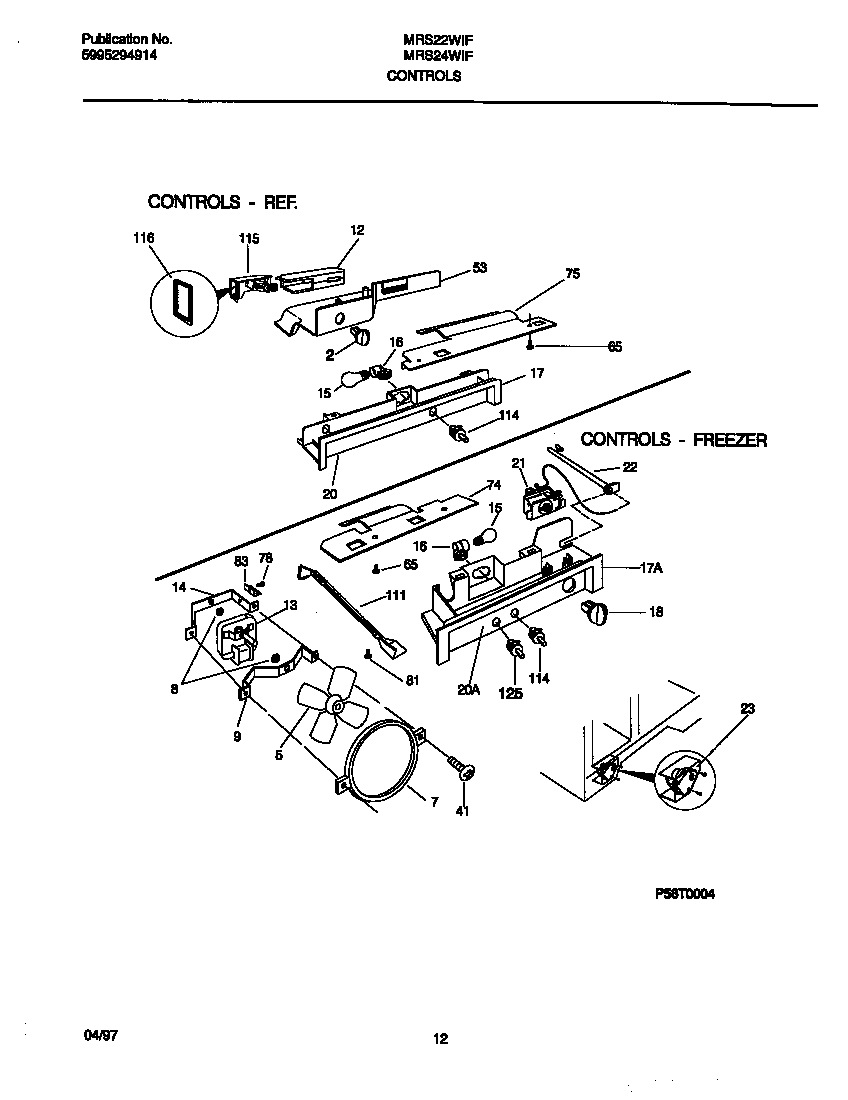 Universal/Multiflex (Frigidaire) MRS22WIFD0 controls diagram