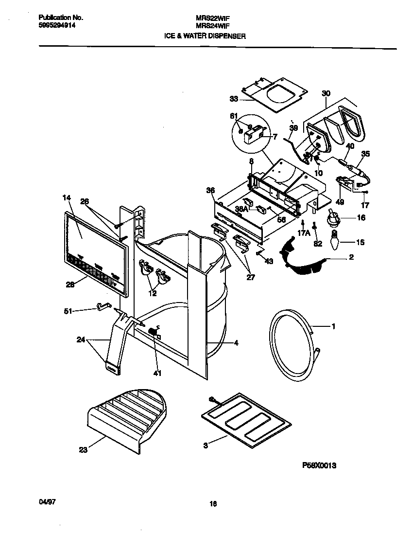 Universal/Multiflex (Frigidaire) MRS22WIFD0 ice & water dispenser diagram