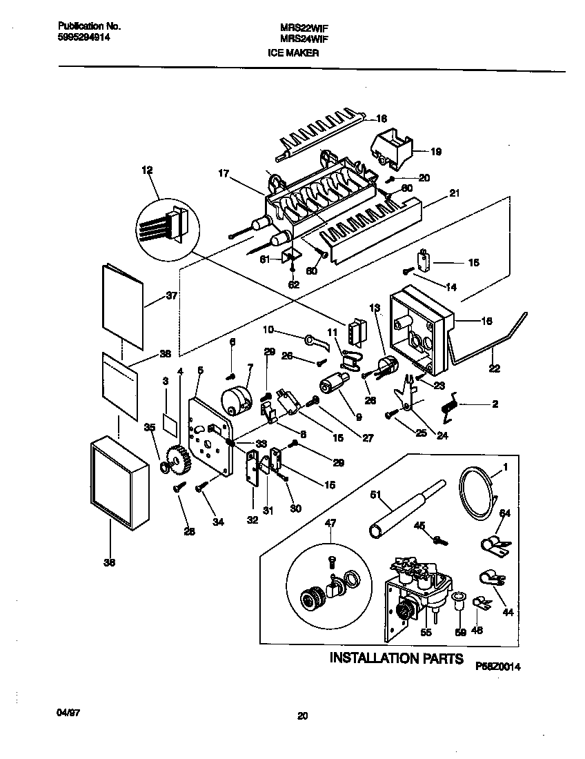 Universal/Multiflex (Frigidaire) MRS22WIFD0 ice maker diagram
