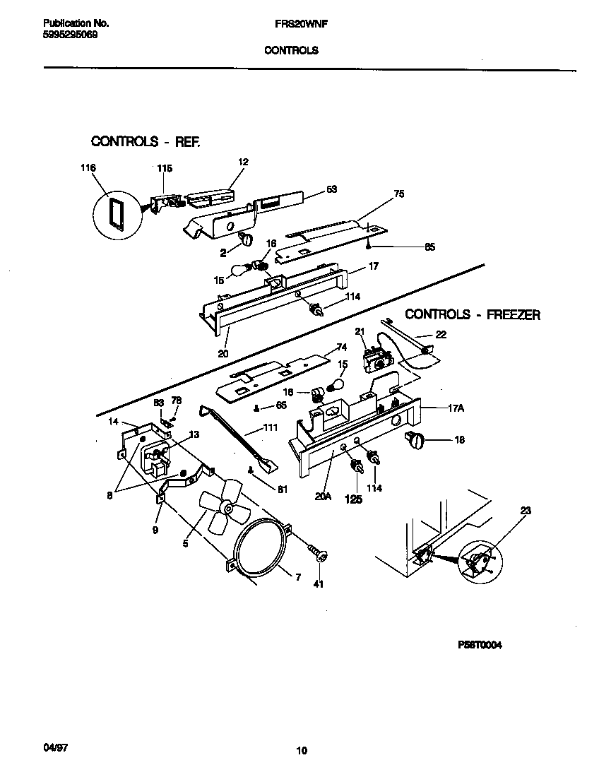 Frigidaire FRS20WNFW0 controls diagram