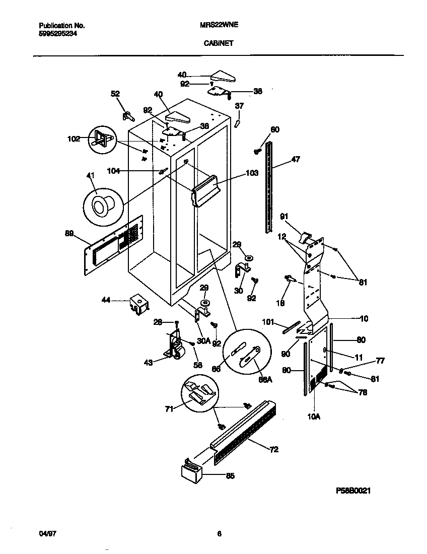 Universal/Multiflex (Frigidaire) MRS22WNEW3 cabinet diagram