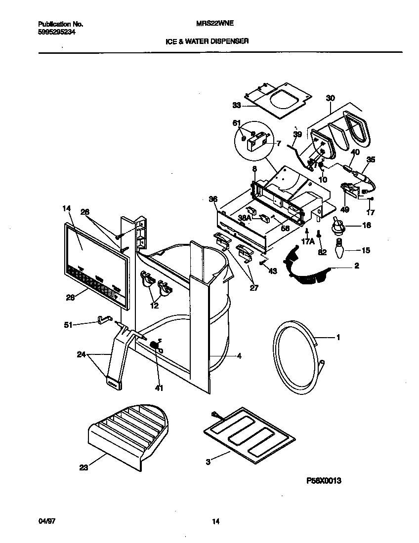 Universal/Multiflex (Frigidaire) MRS22WNEW3 ice & water dispenser diagram