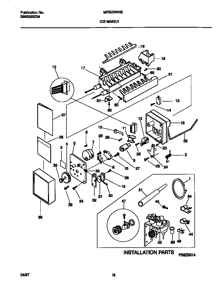 Universal/Multiflex (Frigidaire) MRS22WNEW3 ice maker diagram