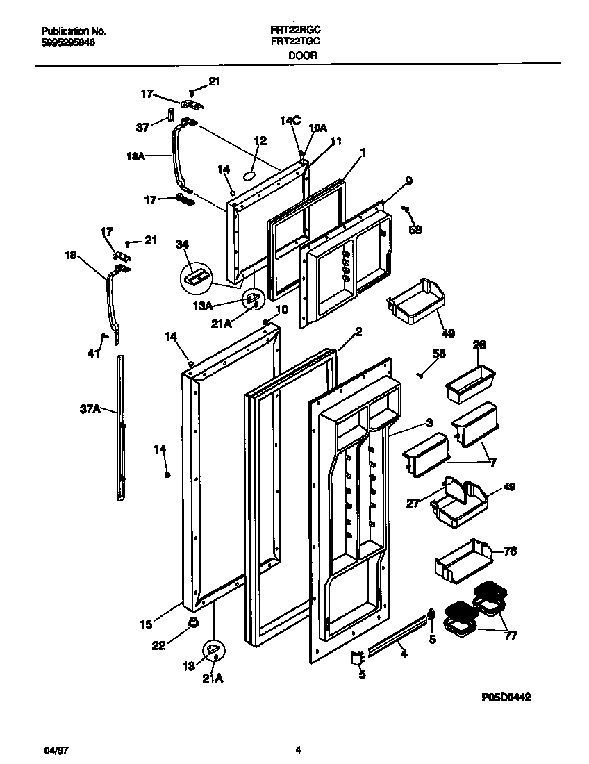 Frigidaire FRT22RGCW5 door diagram