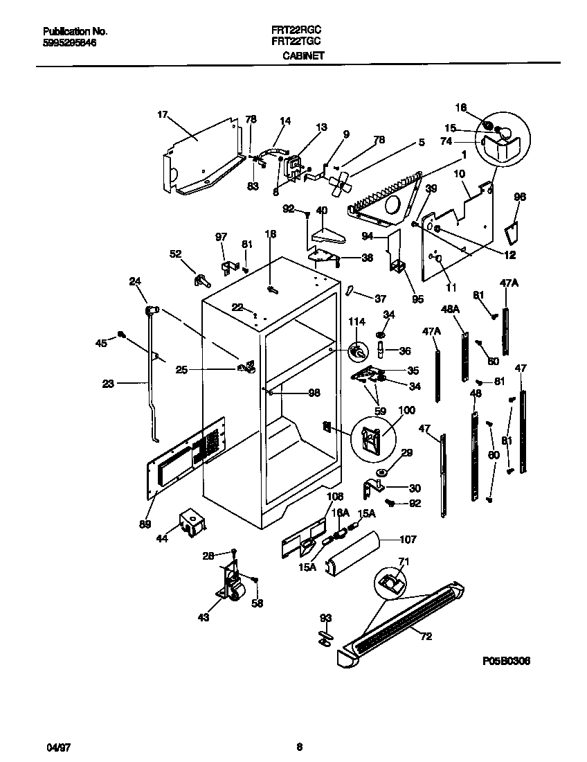 Frigidaire FRT22RGCW5 cabinet diagram