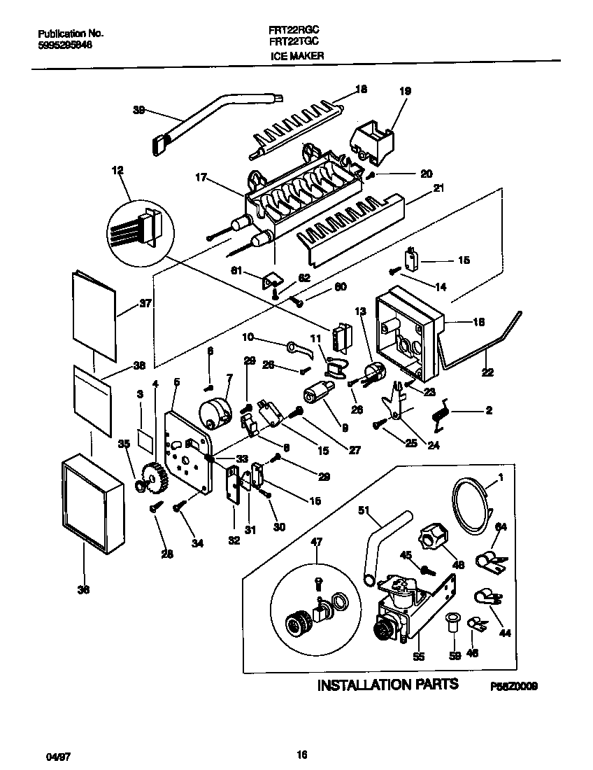 Frigidaire FRT22RGCW5 ice maker diagram