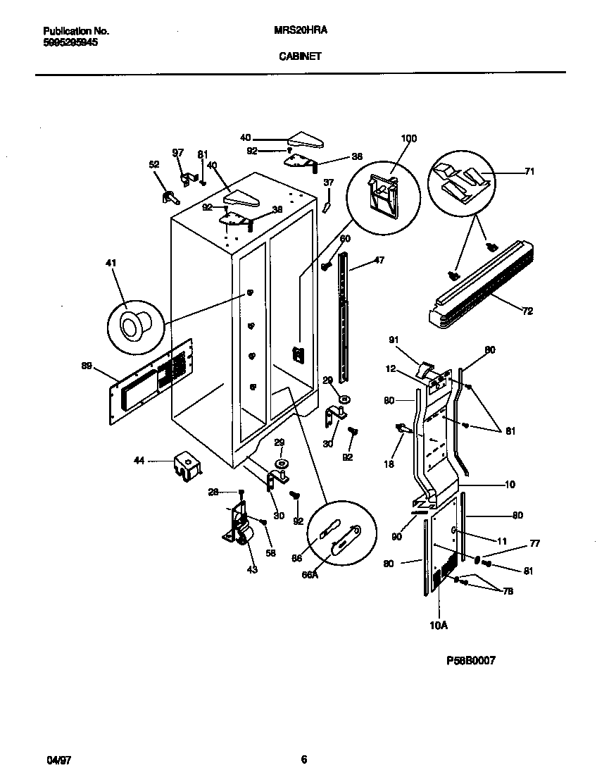 Universal/Multiflex (Frigidaire) MRS20HRAW7 cabinet diagram