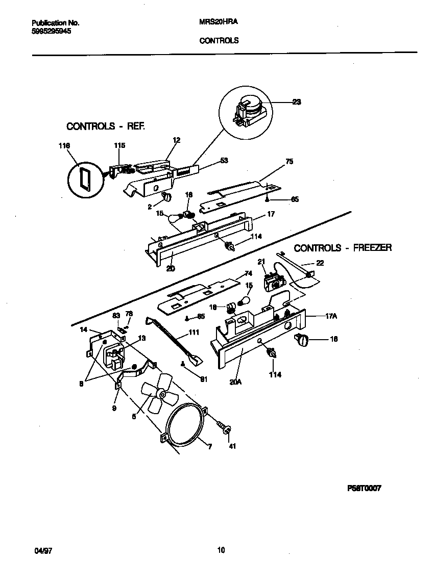 Universal/Multiflex (Frigidaire) MRS20HRAW7 controls diagram