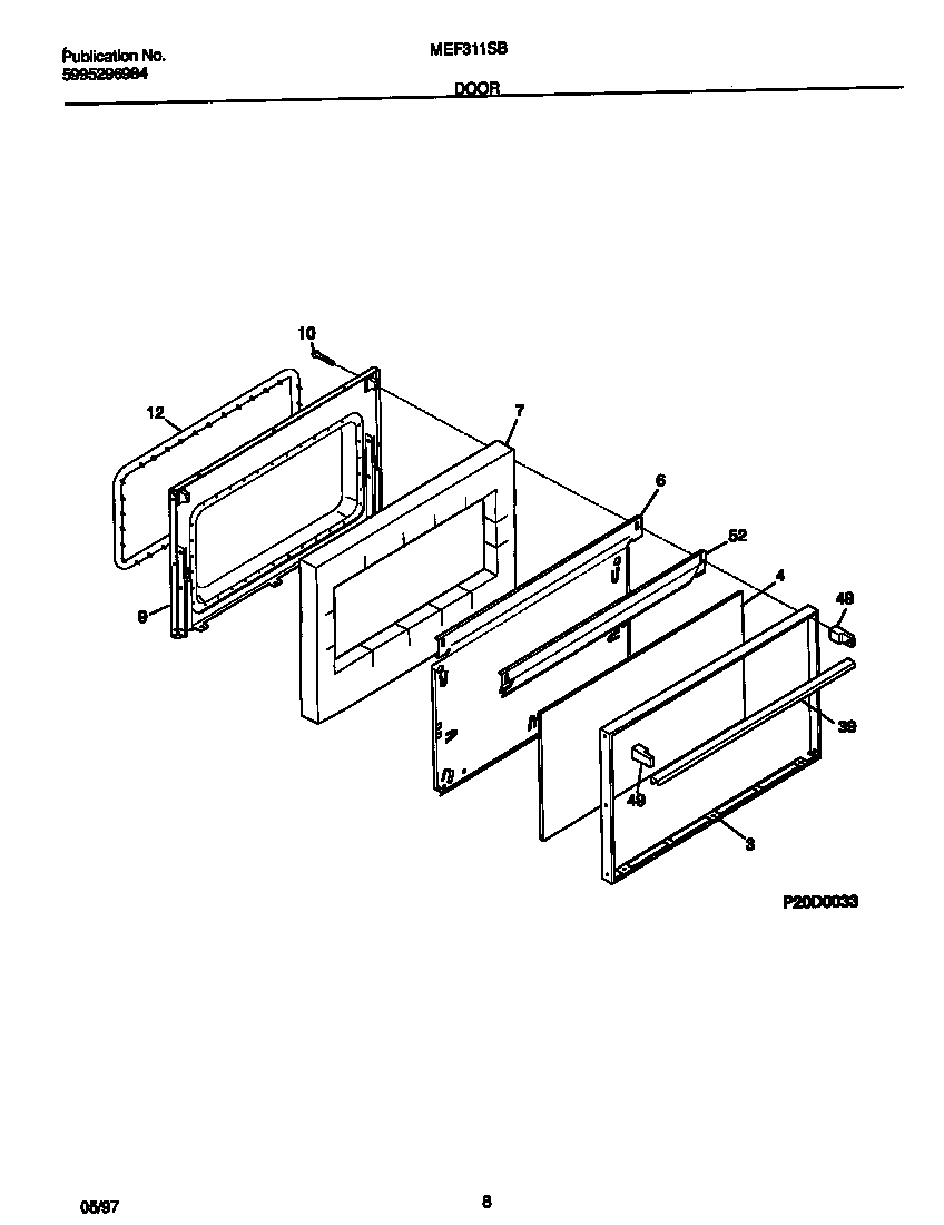 Universal/Multiflex (Frigidaire) MEF311SBDG door diagram
