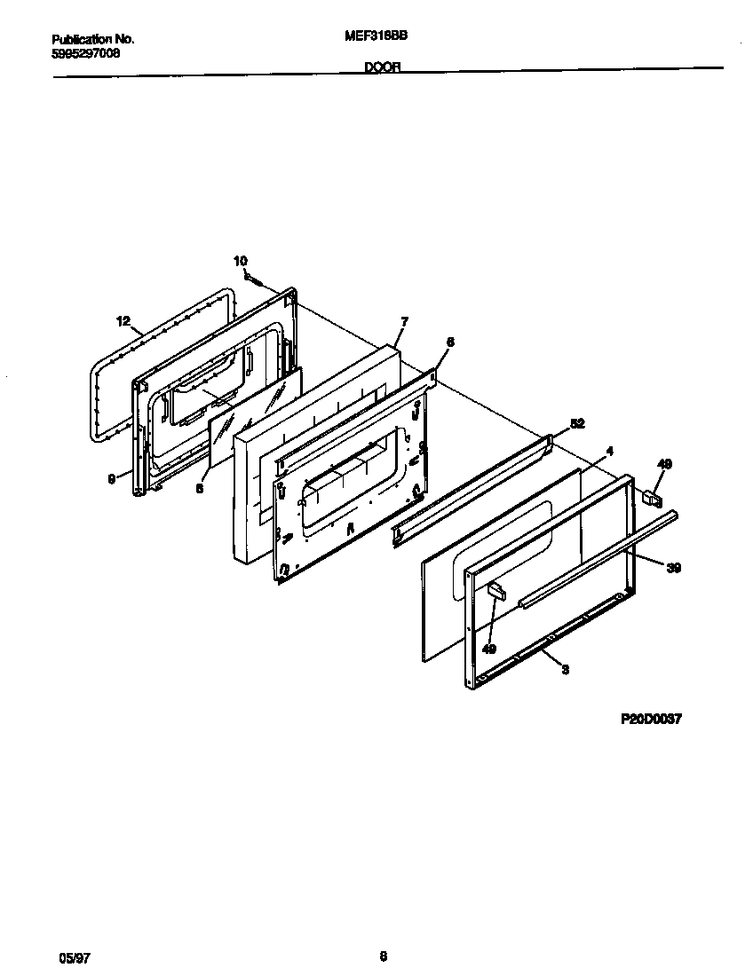 Universal/Multiflex (Frigidaire) MEF318BBDF door diagram