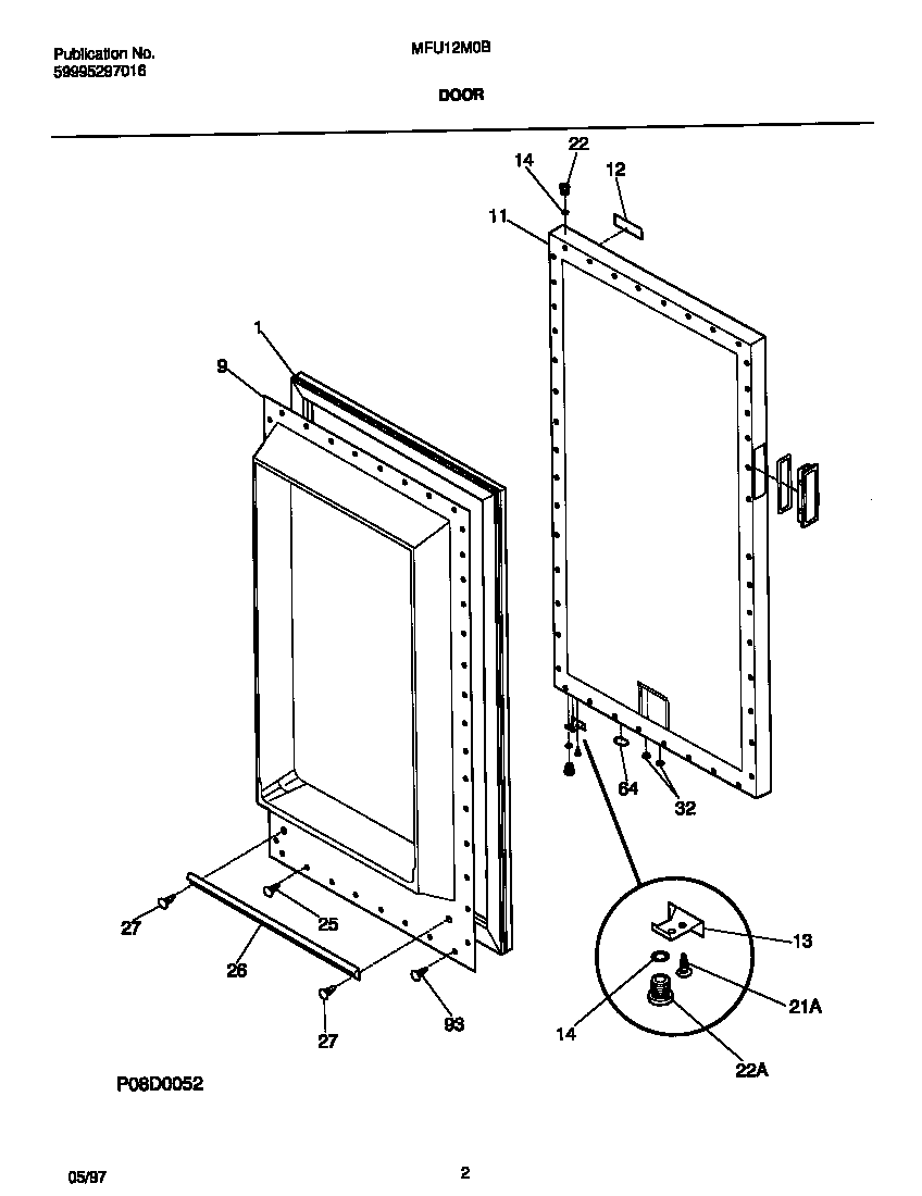 Universal/Multiflex (Frigidaire) MFU12M0BW4 door diagram