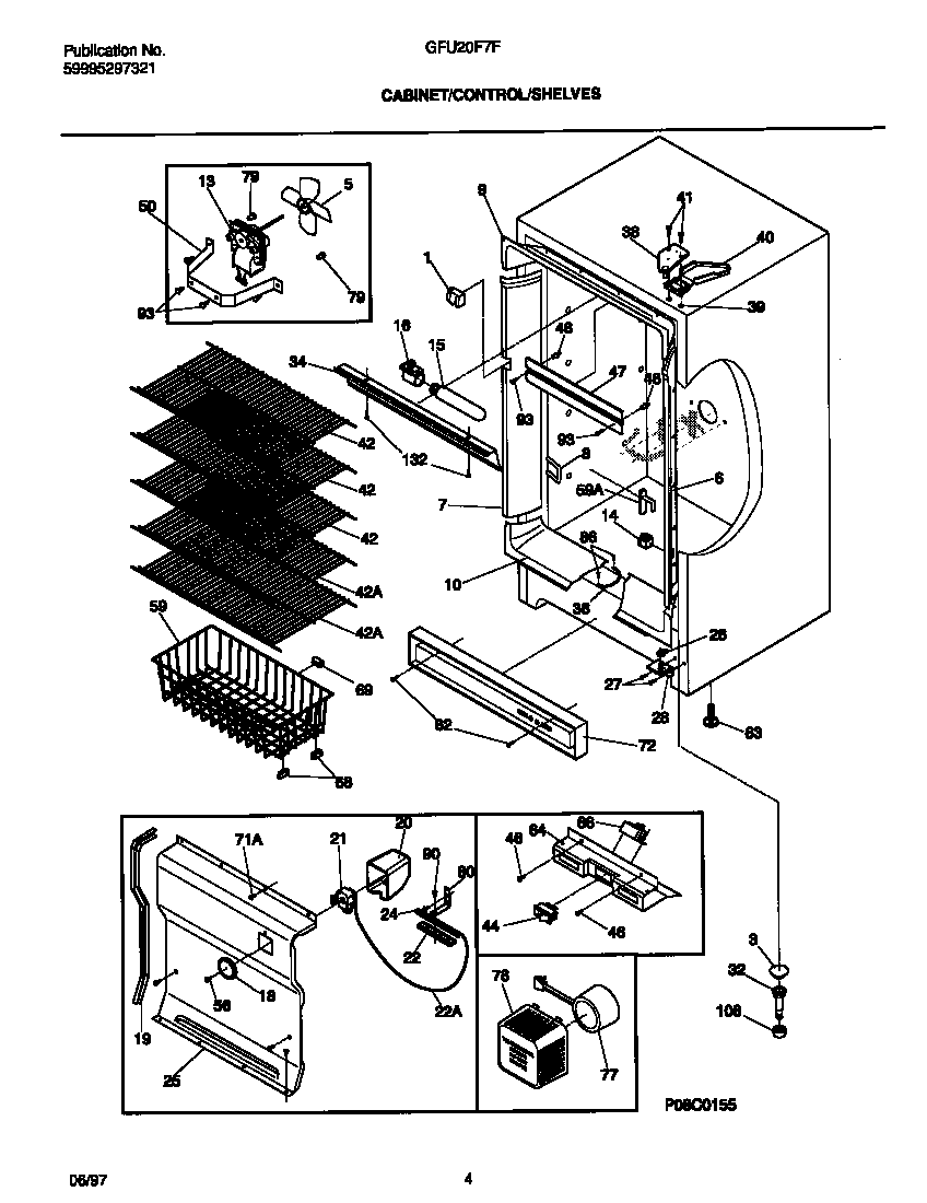 Gibson GFU20F7FW0 cabinet/control/shelves diagram