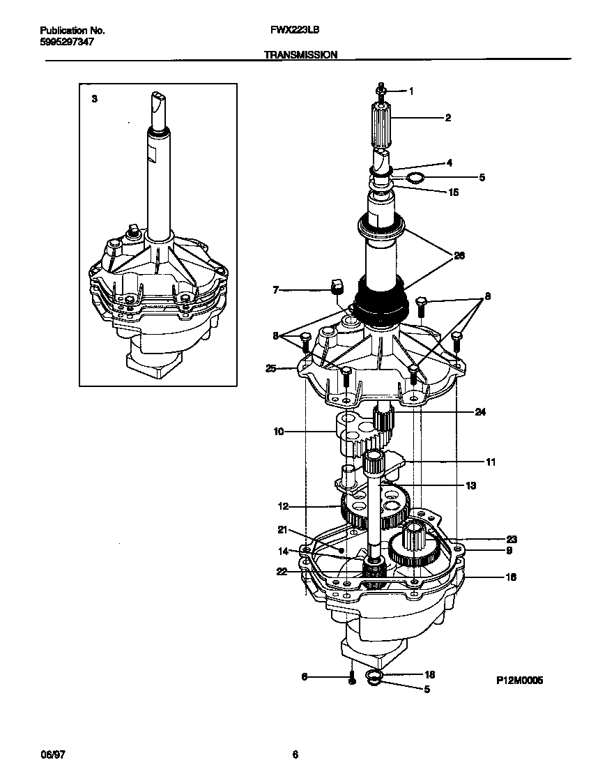 Frigidaire FWX223LBS4 transmission diagram