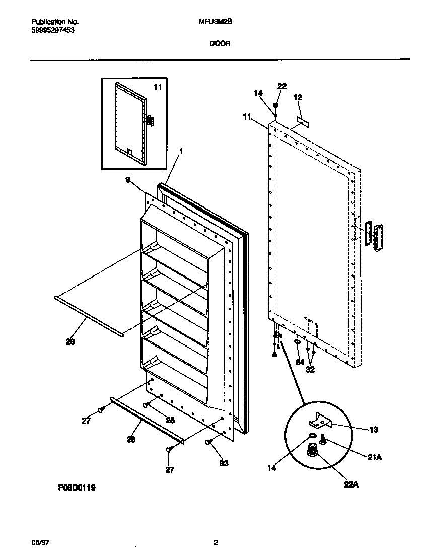 Universal/Multiflex (Frigidaire) MFU09M2BW4 door diagram