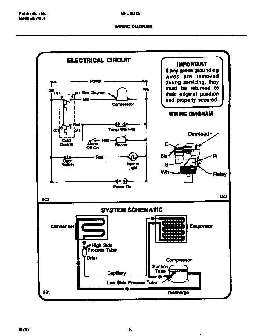 Universal/Multiflex (Frigidaire) MFU09M2BW4 wiring diagram diagram