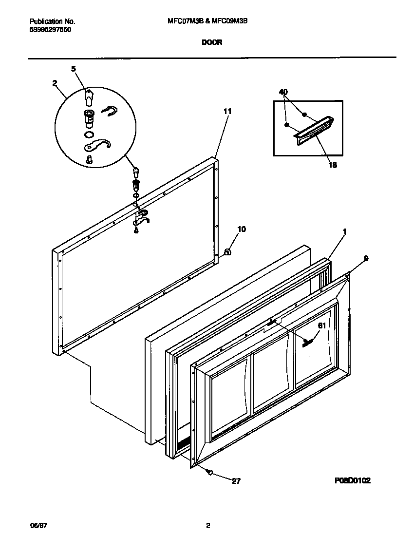 Universal/Multiflex (Frigidaire) MFC09M3BW4 door diagram