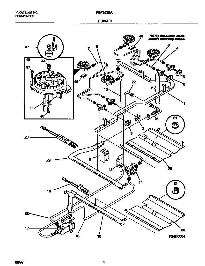 Frigidaire FGF353BADG burner diagram